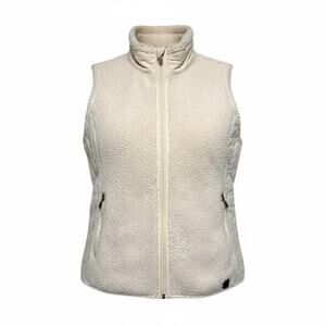 Ruff Hewn Cream White Cozy Faux Fur Vest with Quilted Accents Size Medium